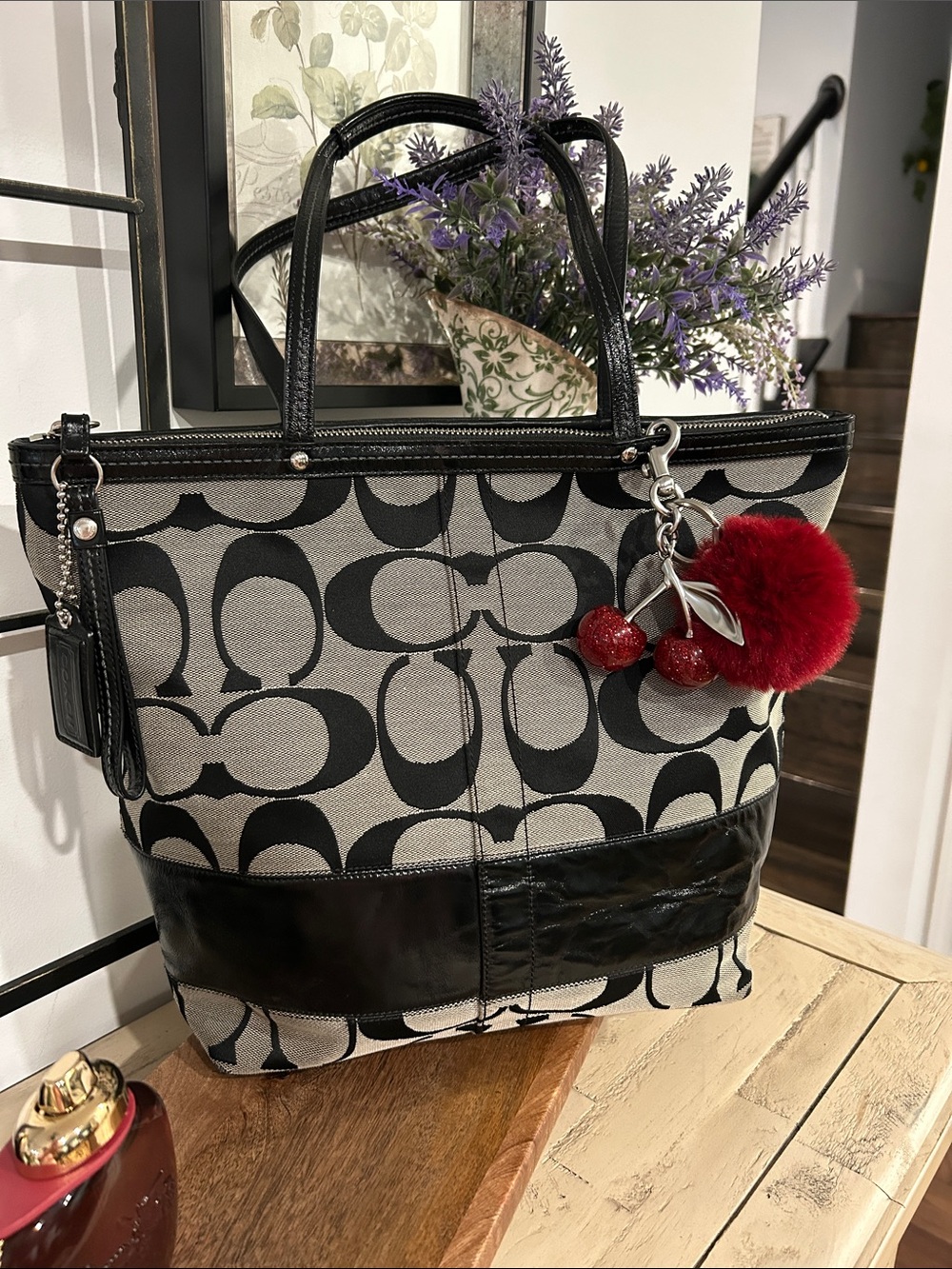 Coach Black and Gray Signature Tote